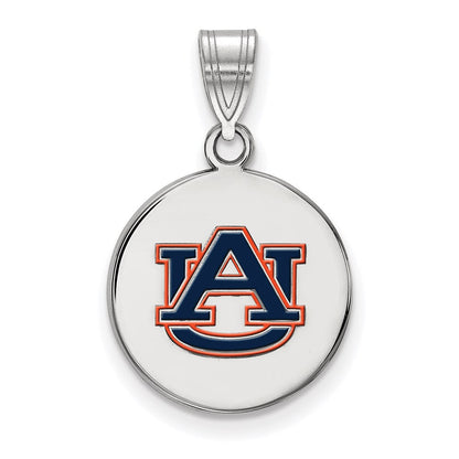 Sterlingsilber Rhodiniert Logoart Auburn University Mittel Emailliert Plättchen Anhänger