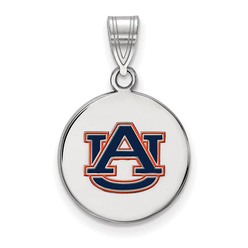 Sterlingsilber Rhodiniert Logoart Auburn University Mittel Emailliert Plättchen Anhänger