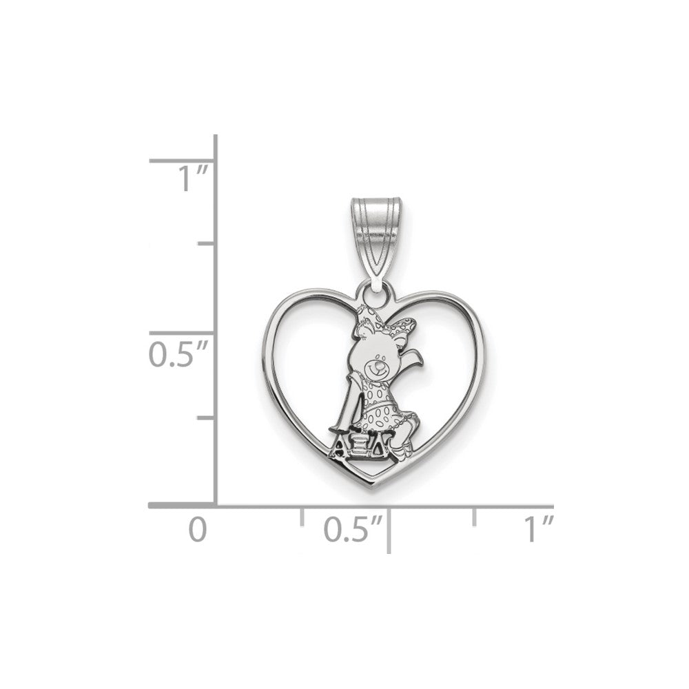 Sterlingsilber Rhodiniert Logoart Alpha Xi Delta Sorority Symbol Herz Anhänger