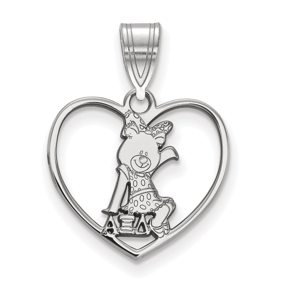 Sterlingsilber Rhodiniert Logoart Alpha Xi Delta Sorority Symbol Herz Anhänger