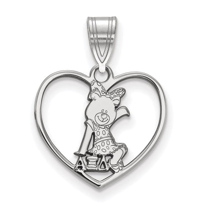 Sterlingsilber Rhodiniert Logoart Alpha Xi Delta Sorority Symbol Herz Anhänger