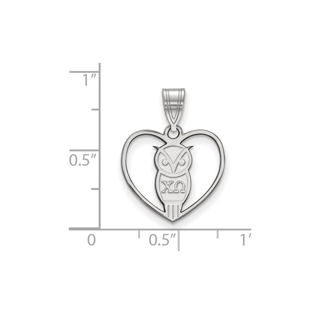 Sterlingsilber Rhodiniert Logoart Chi Omega Sorority Symbol Herz Anhänger