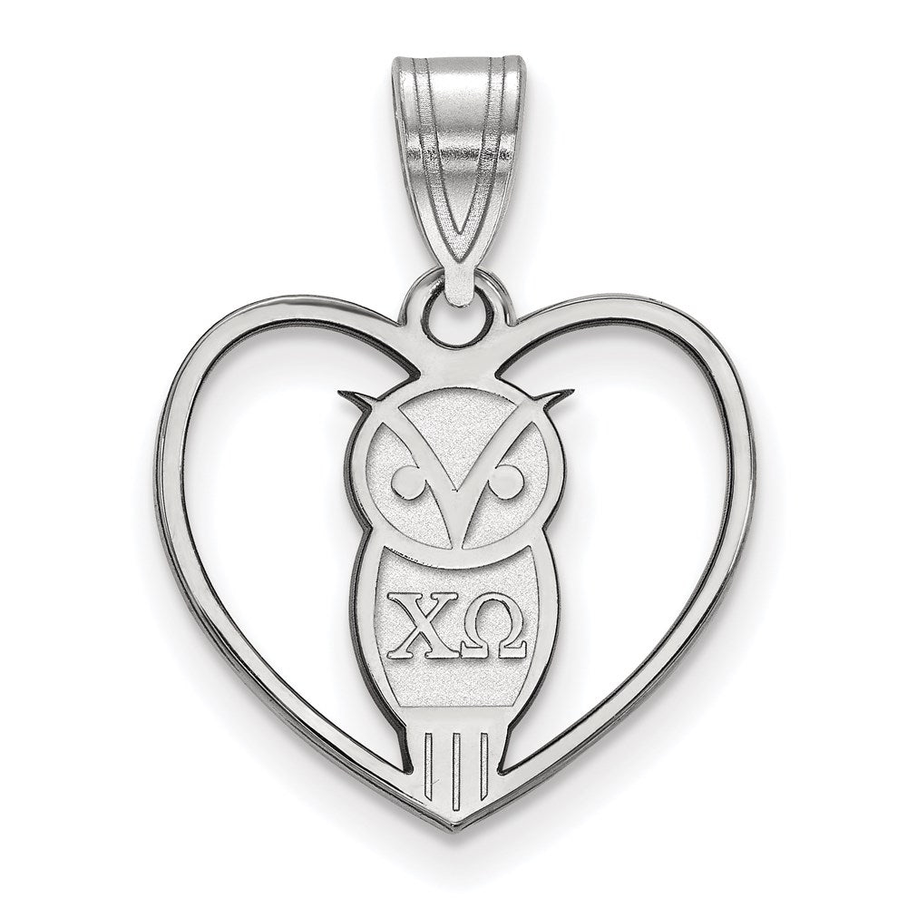 Sterlingsilber Rhodiniert Logoart Chi Omega Sorority Symbol Herz Anhänger