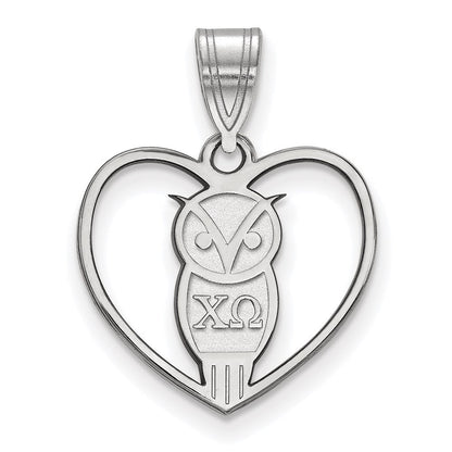 Sterlingsilber Rhodiniert Logoart Chi Omega Sorority Symbol Herz Anhänger