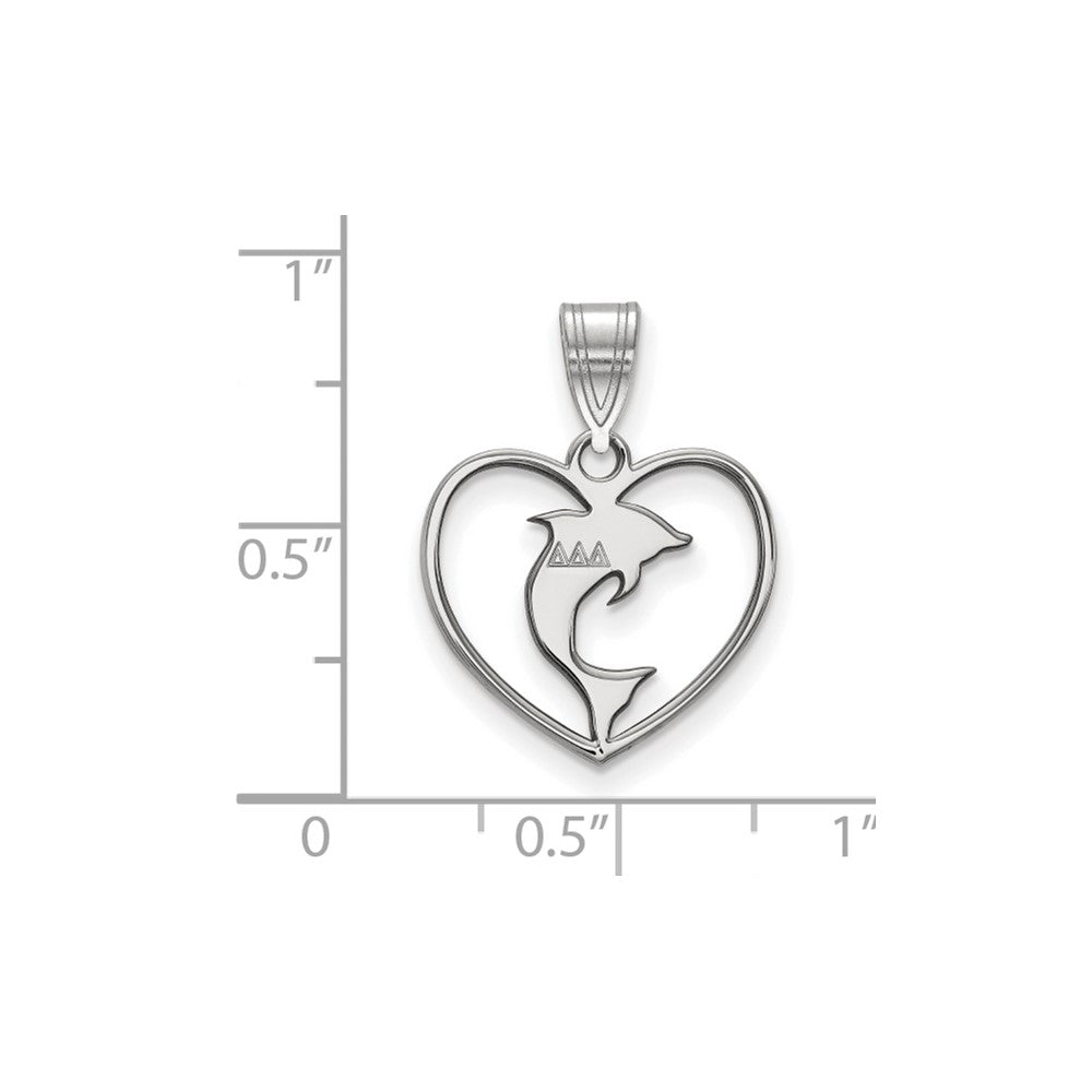 Sterlingsilber Rhodiniert Logoart Delta Sorority Symbol Herz Anhänger