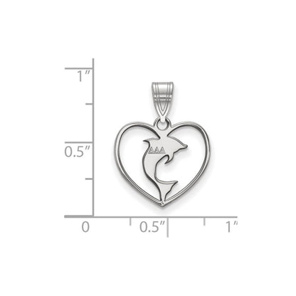Sterlingsilber Rhodiniert Logoart Delta Sorority Symbol Herz Anhänger