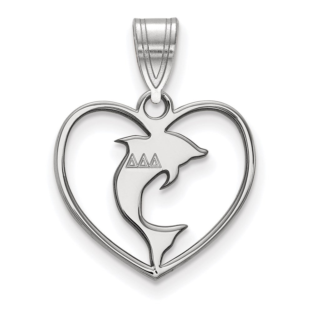 Sterlingsilber Rhodiniert Logoart Delta Sorority Symbol Herz Anhänger