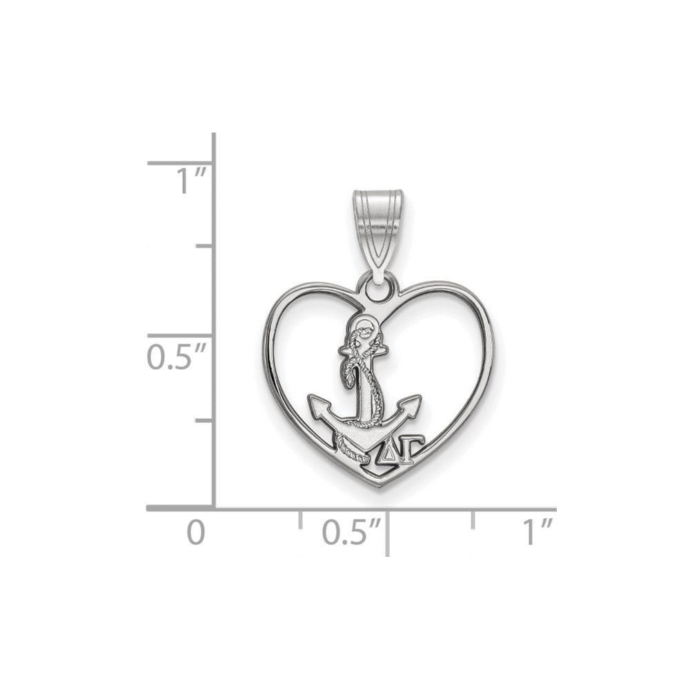 Sterlingsilber Rhodiniert Logoart Delta Gamma Sorority Symbol Herz Anhänger
