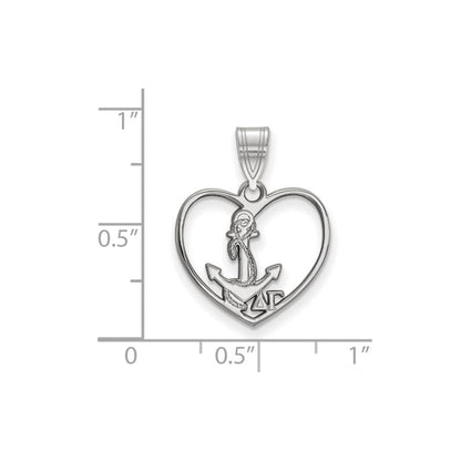 Sterlingsilber Rhodiniert Logoart Delta Gamma Sorority Symbol Herz Anhänger