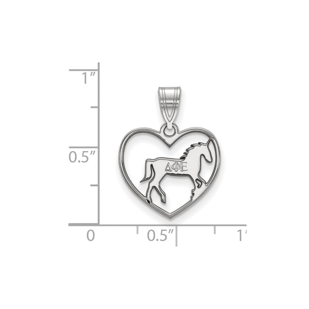 Sterlingsilber Rhodiniert Logoart Delta Phi Epsilon Sorority Symbol Herz Anhänger