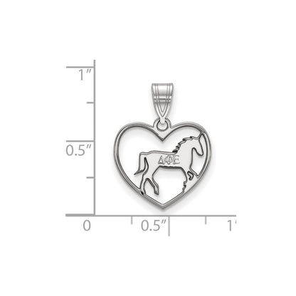 Sterlingsilber Rhodiniert Logoart Delta Phi Epsilon Sorority Symbol Herz Anhänger