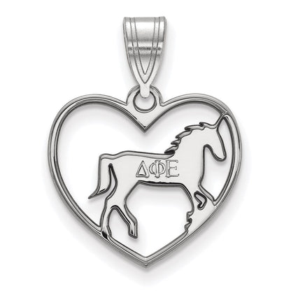 Sterlingsilber Rhodiniert Logoart Delta Phi Epsilon Sorority Symbol Herz Anhänger