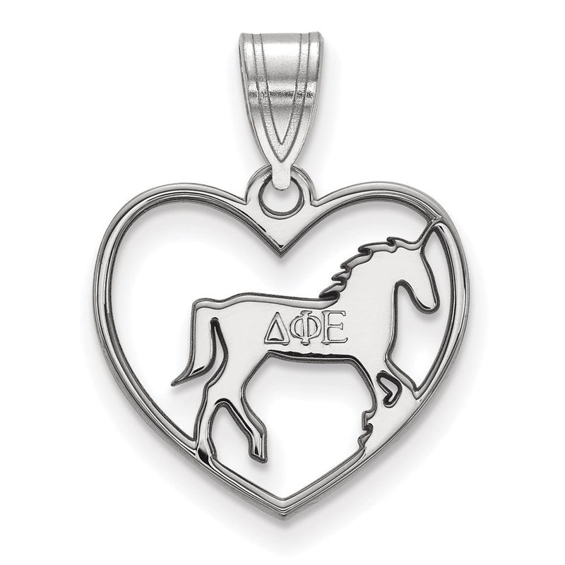 Sterlingsilber Rhodiniert Logoart Delta Phi Epsilon Sorority Symbol Herz Anhänger