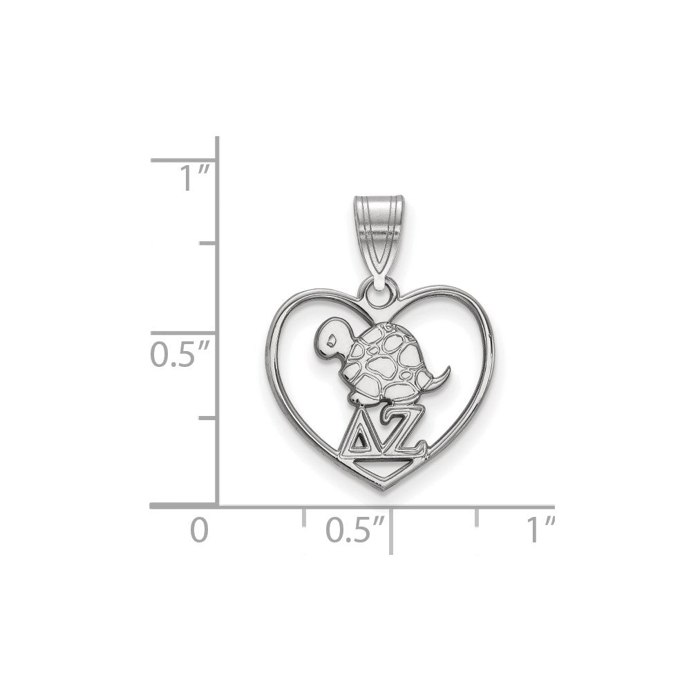 Sterlingsilber Rhodiniert Logoart Delta Zeta Sorority Symbol Herz Anhänger