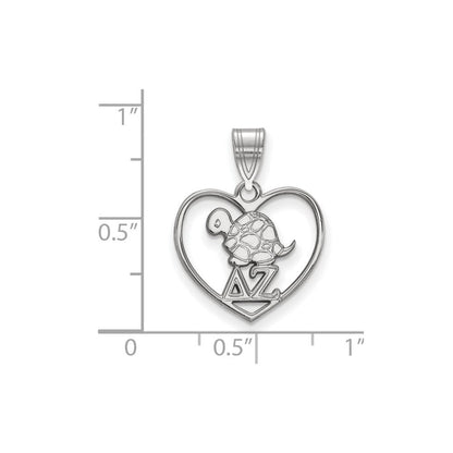 Sterlingsilber Rhodiniert Logoart Delta Zeta Sorority Symbol Herz Anhänger