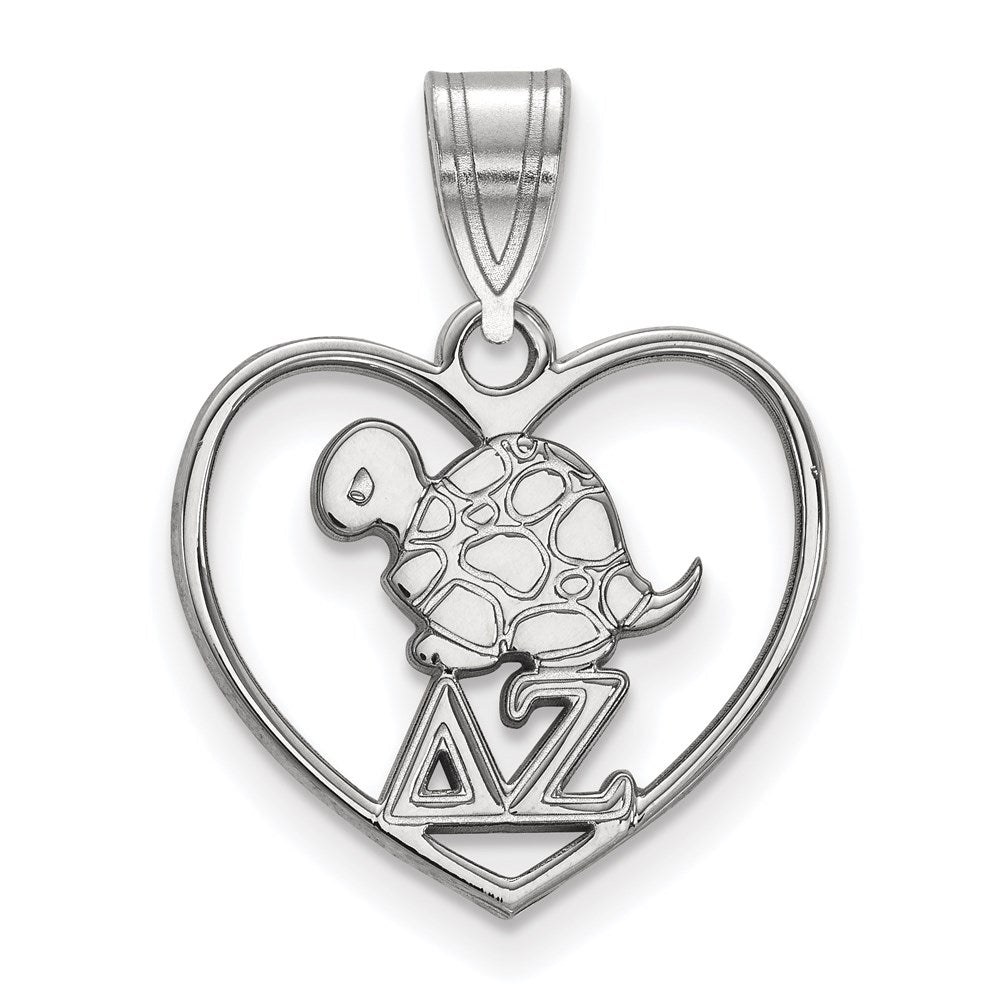 Sterlingsilber Rhodiniert Logoart Delta Zeta Sorority Symbol Herz Anhänger