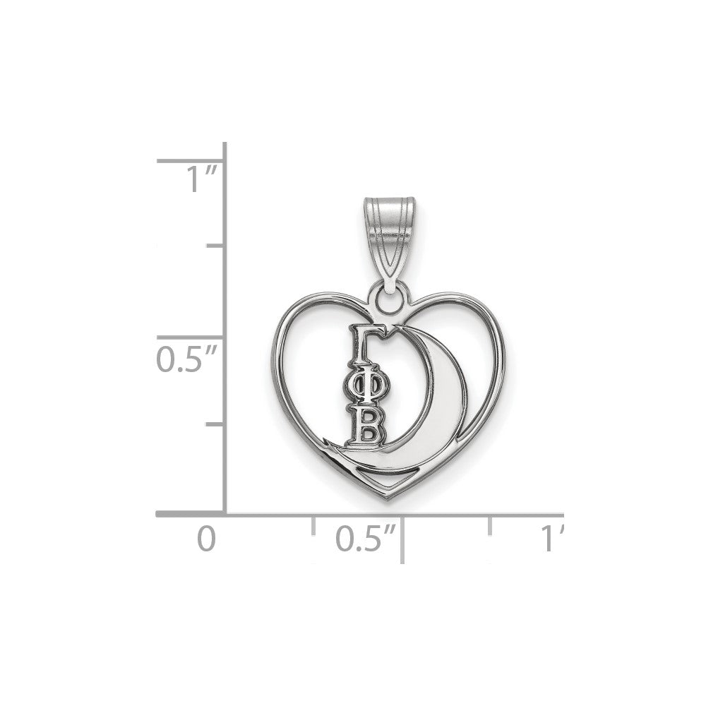 Sterlingsilber Rhodiniert Logoart Gamma Phi Beta Sorority Symbol Herz Anhänger
