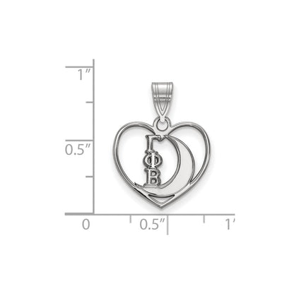 Sterlingsilber Rhodiniert Logoart Gamma Phi Beta Sorority Symbol Herz Anhänger