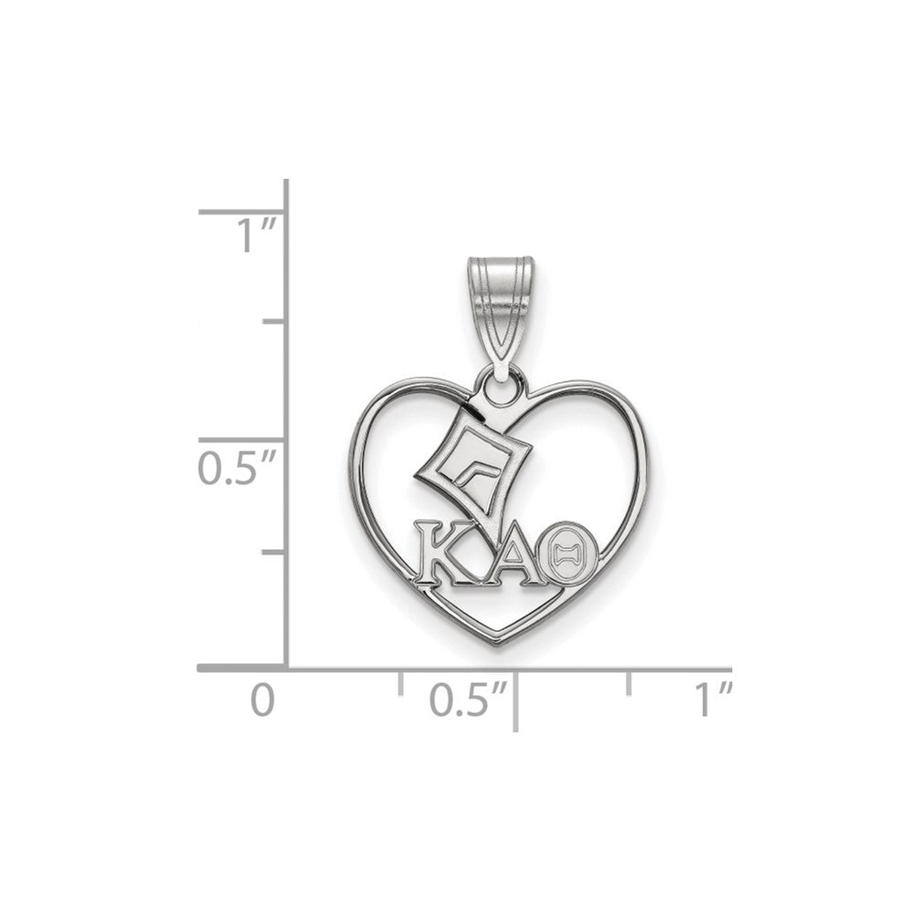 Sterlingsilber Rhodiniert Logoart Kappa Alpha Theta Sorority Symbol Herz Anhänger