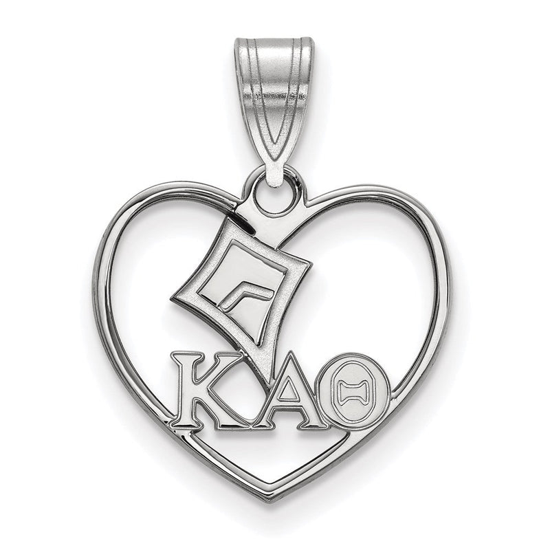 Sterlingsilber Rhodiniert Logoart Kappa Alpha Theta Sorority Symbol Herz Anhänger