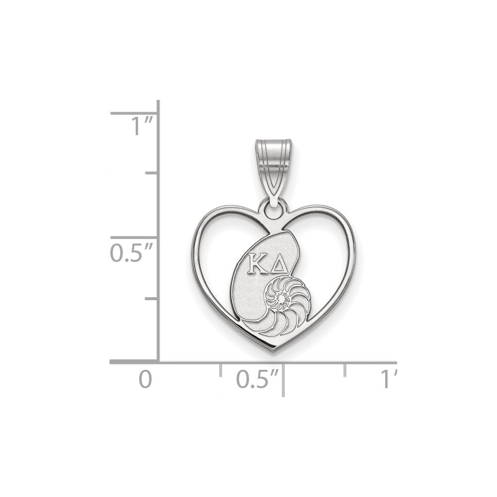 Sterlingsilber Rhodiniert Logoart Kappa Delta Sorority Symbol Herz Anhänger