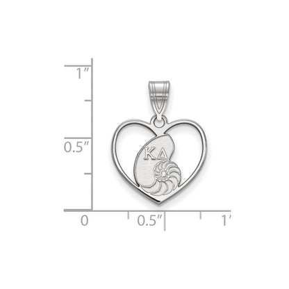Sterlingsilber Rhodiniert Logoart Kappa Delta Sorority Symbol Herz Anhänger