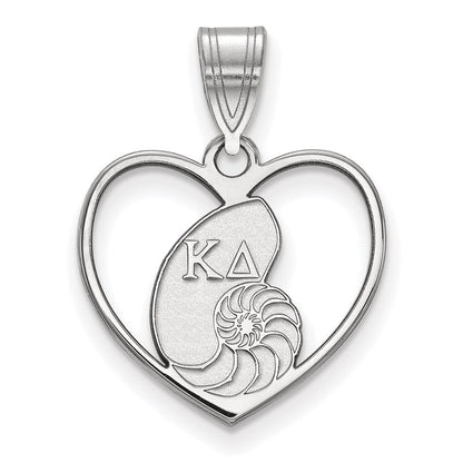 Sterlingsilber Rhodiniert Logoart Kappa Delta Sorority Symbol Herz Anhänger