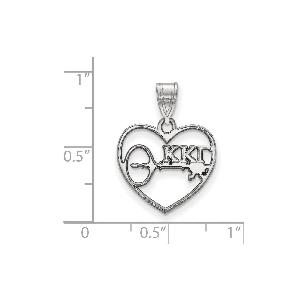 Sterlingsilber Rhodiniert Logoart Kappa Gamma Sorority Symbol Herz Anhänger