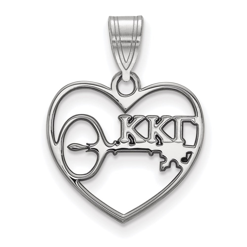 Sterlingsilber Rhodiniert Logoart Kappa Gamma Sorority Symbol Herz Anhänger