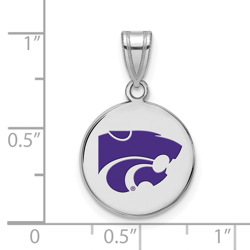 Sterlingsilber Rhodiniert Logoart Kansas State University Wildkatze Mittel Emailliert Plättchen Anhänger