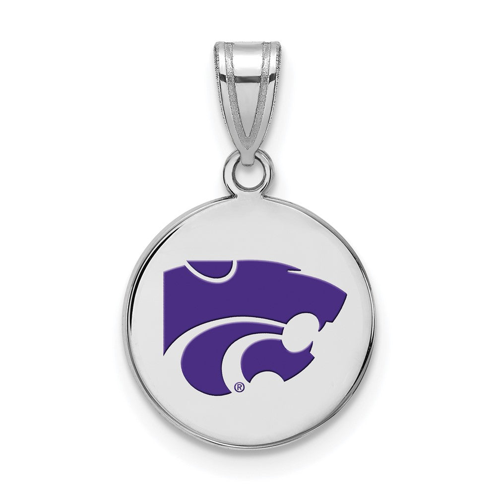 Sterlingsilber Rhodiniert Logoart Kansas State University Wildkatze Mittel Emailliert Plättchen Anhänger