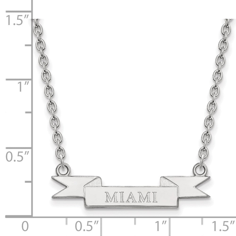 Sterlingsilber Rhodiniert Logoart Miami University Ohio Klein Banner Anhänger 18 Zoll Halskette