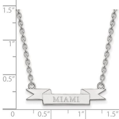 Sterlingsilber Rhodiniert Logoart Miami University Ohio Klein Banner Anhänger 18 Zoll Halskette