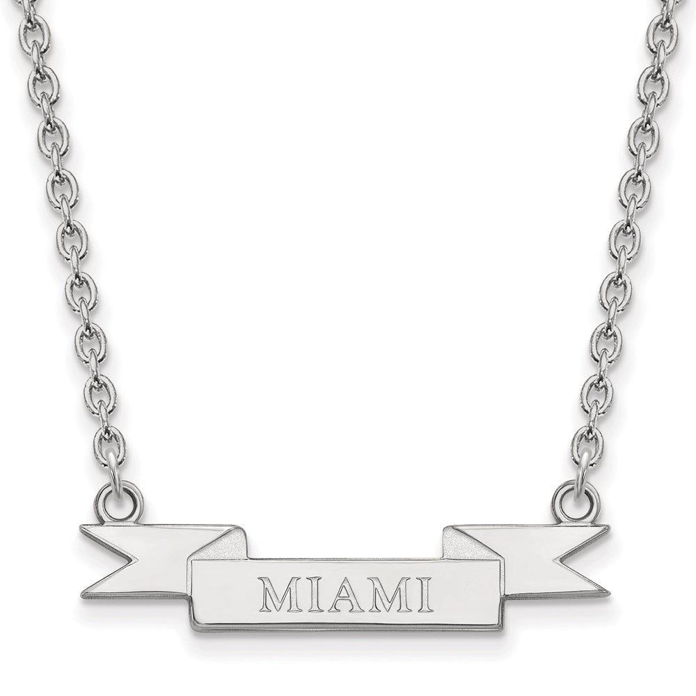 Sterlingsilber Rhodiniert Logoart Miami University Ohio Klein Banner Anhänger 18 Zoll Halskette