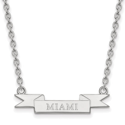 Sterlingsilber Rhodiniert Logoart Miami University Ohio Klein Banner Anhänger 18 Zoll Halskette