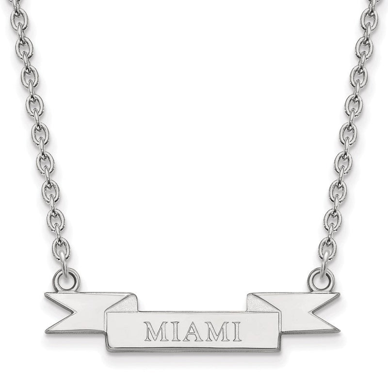 Sterlingsilber Rhodiniert Logoart Miami University Ohio Klein Banner Anhänger 18 Zoll Halskette
