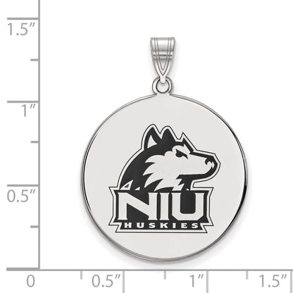 Sterlingsilber Rhodiniert Logoart Northern Illinois University N I U Huskies Extra Groß Emailliert Plättchen Anhänger
