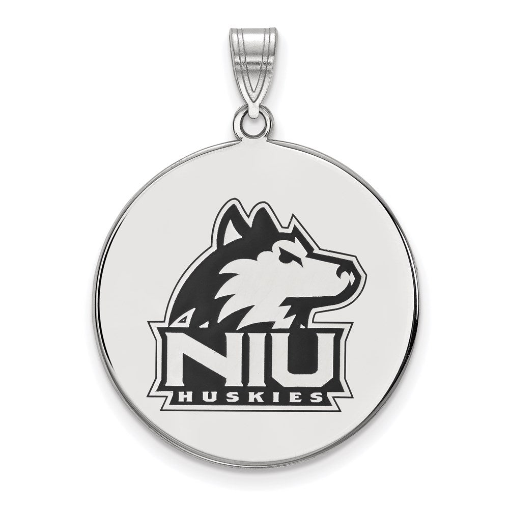 Sterlingsilber Rhodiniert Logoart Northern Illinois University N I U Huskies Extra Groß Emailliert Plättchen Anhänger