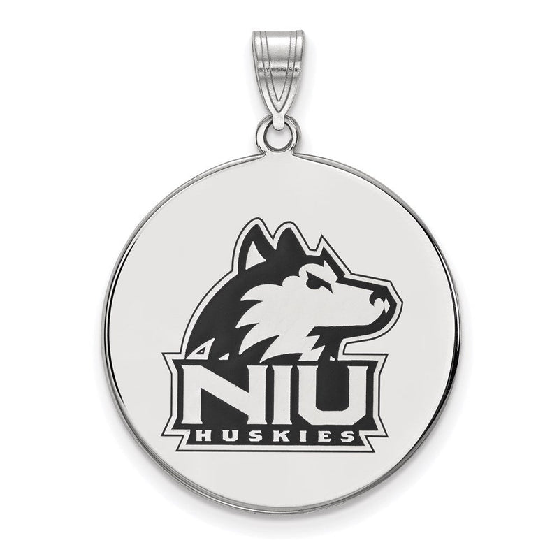 Sterlingsilber Rhodiniert Logoart Northern Illinois University N I U Huskies Extra Groß Emailliert Plättchen Anhänger