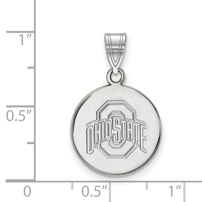 Sterlingsilber Rhodiniert Logoart The Ohio State University Mittel Plättchen Anhänger