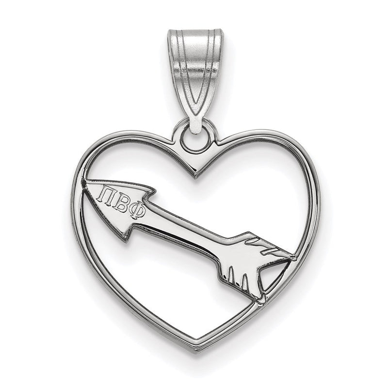 Sterlingsilber Rhodiniert Logoart Pi Beta Phi Sorority Symbol Herz Anhänger