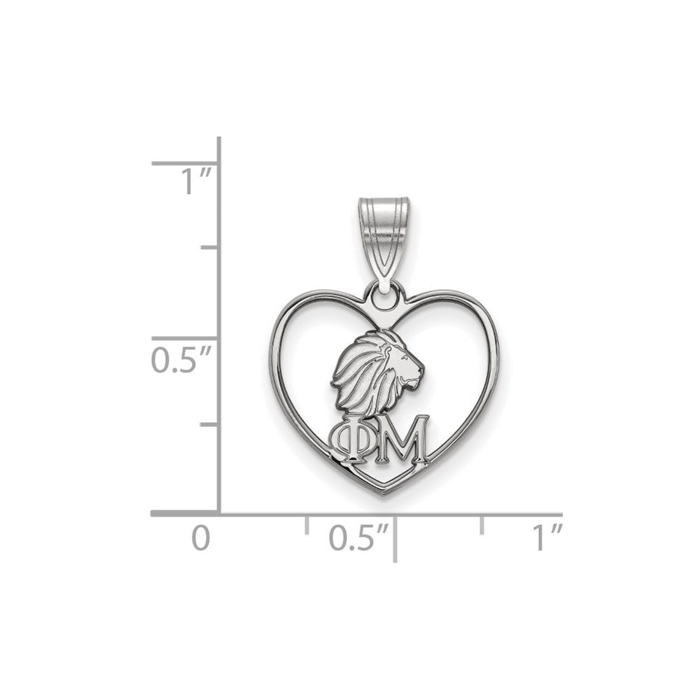 Sterlingsilber Rhodiniert Logoart Phi Mu Sorority Symbol Herz Anhänger