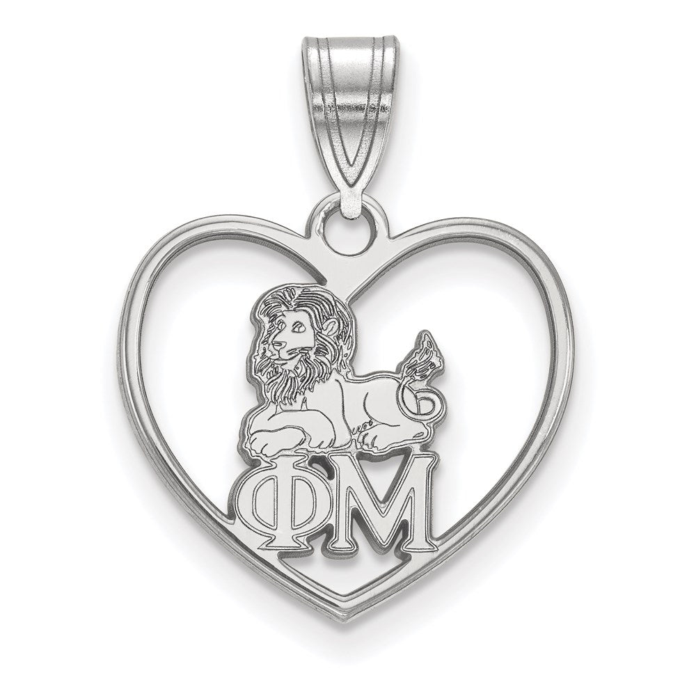 Sterlingsilber Rhodiniert Logoart Phi Mu Sorority Symbol Herz Anhänger