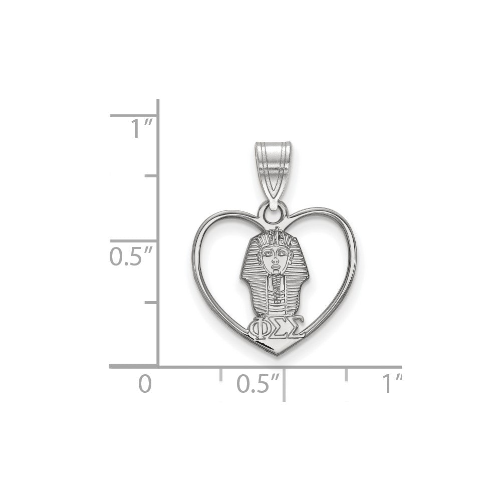Sterlingsilber Rhodiniert Logoart Phi Sigma Sorority Symbol Herz Anhänger
