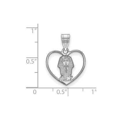 Sterlingsilber Rhodiniert Logoart Phi Sigma Sorority Symbol Herz Anhänger