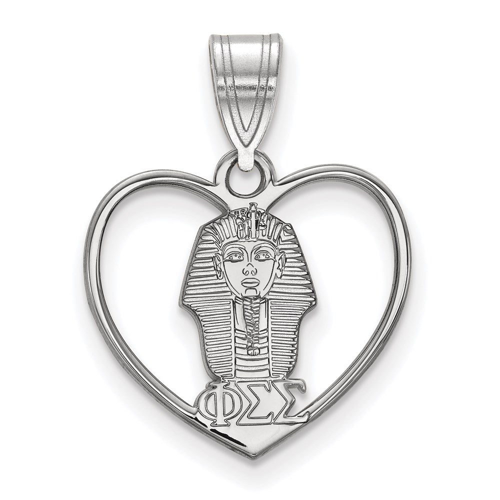 Sterlingsilber Rhodiniert Logoart Phi Sigma Sorority Symbol Herz Anhänger