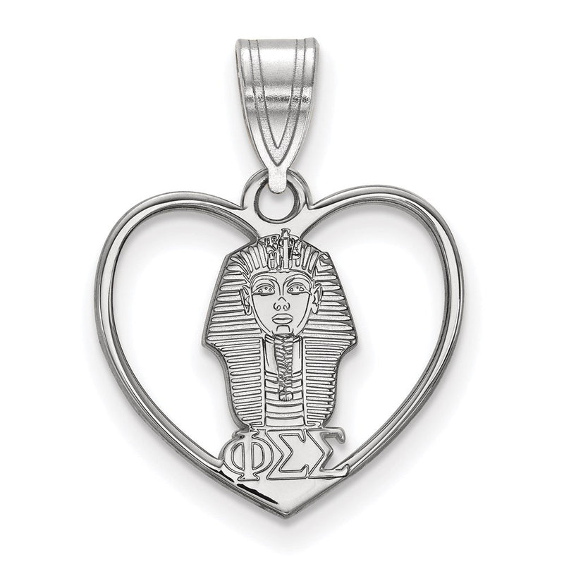 Sterlingsilber Rhodiniert Logoart Phi Sigma Sorority Symbol Herz Anhänger