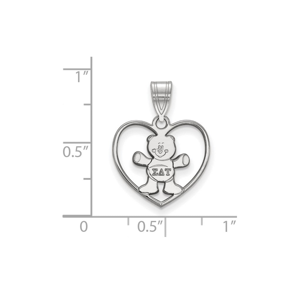 Sterlingsilber Rhodiniert Logoart Sigma Delta Tau Sorority Symbol Herz Anhänger