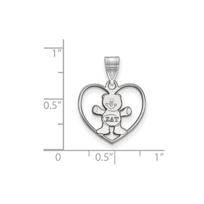Sterlingsilber Rhodiniert Logoart Sigma Delta Tau Sorority Symbol Herz Anhänger