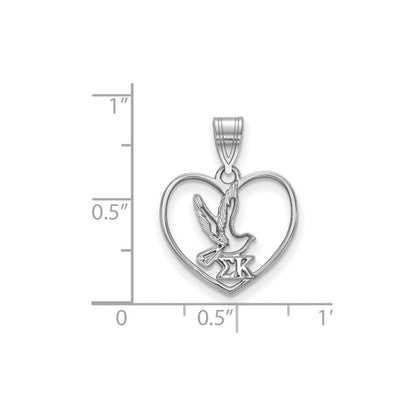 Sterlingsilber Rhodiniert Logoart Sigma Kappa Sorority Symbol Herz Anhänger